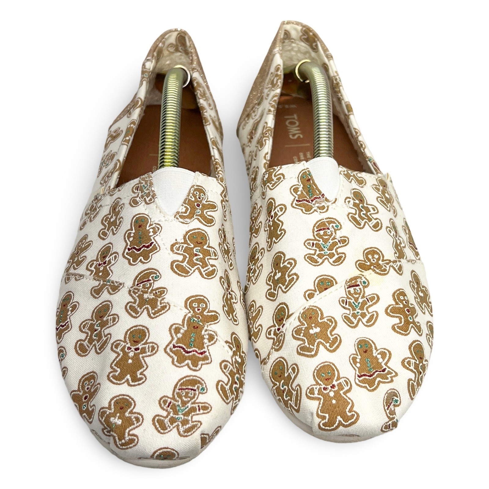 TOMS Gingerbread Man Alpargata Women’s Size 9.5 Cream Holiday Slip-On Shoes - Image 2