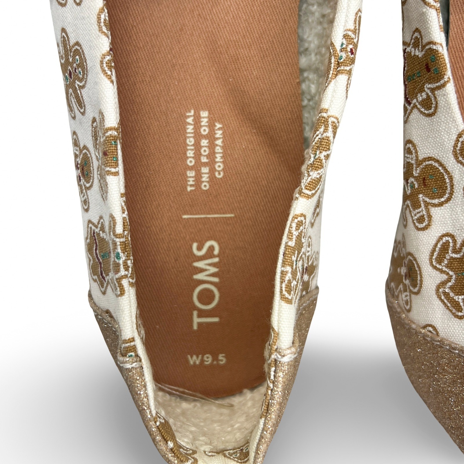 TOMS Gingerbread Man Alpargata Women’s Size 9.5 Cream Holiday Slip-On Shoes - Image 7
