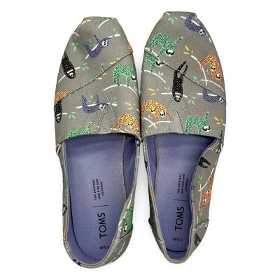 TOMS Alpargata Sloth Print Slip-On Shoes Women’s 9.5 Gray