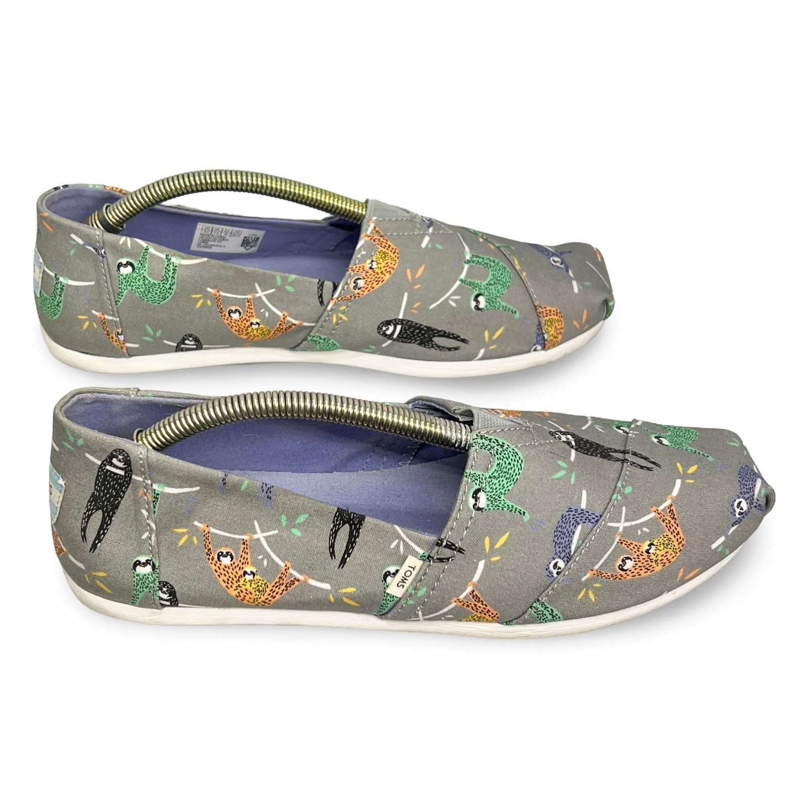 TOMS Alpargata Sloth Print Slip-On Shoes Women’s 9.5 Gray - Image 5