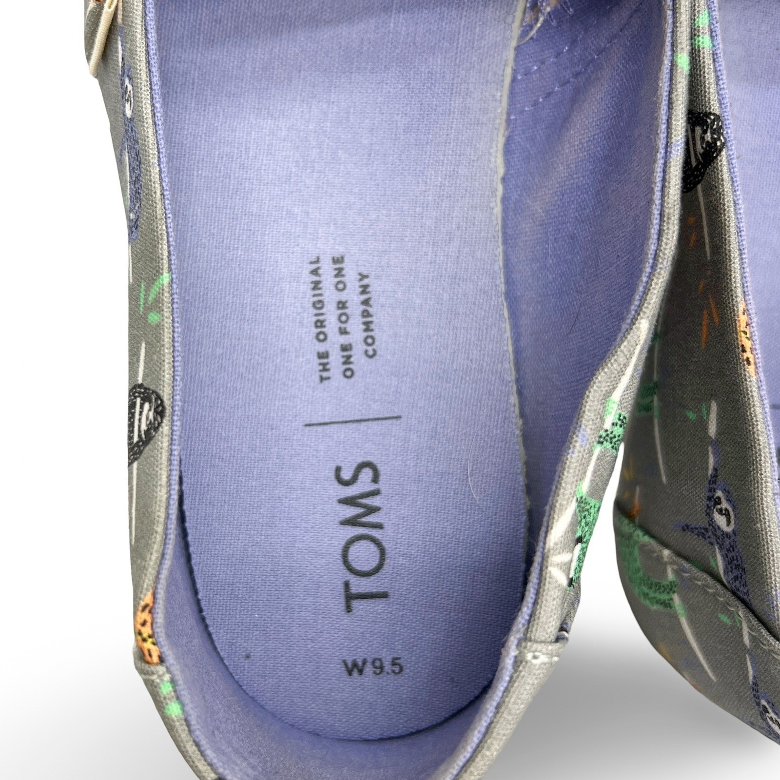 TOMS Alpargata Sloth Print Slip-On Shoes Women’s 9.5 Gray - Image 7