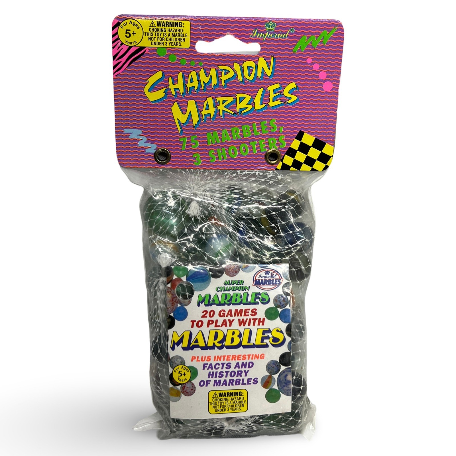 Imperial Champion Marbles Vintage 1992 75 Marbles with 3 Shooters New in Package