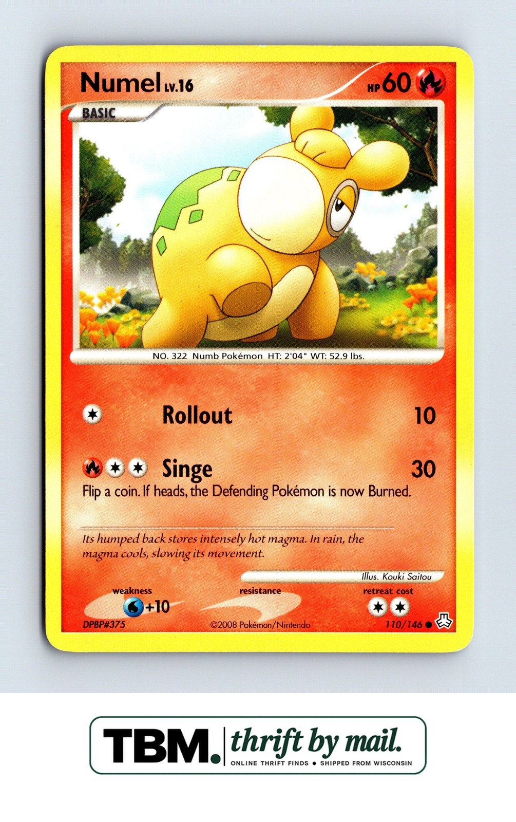 2008 Pokémon Legends Awakened Numel #110/146 Common English Raw Card
