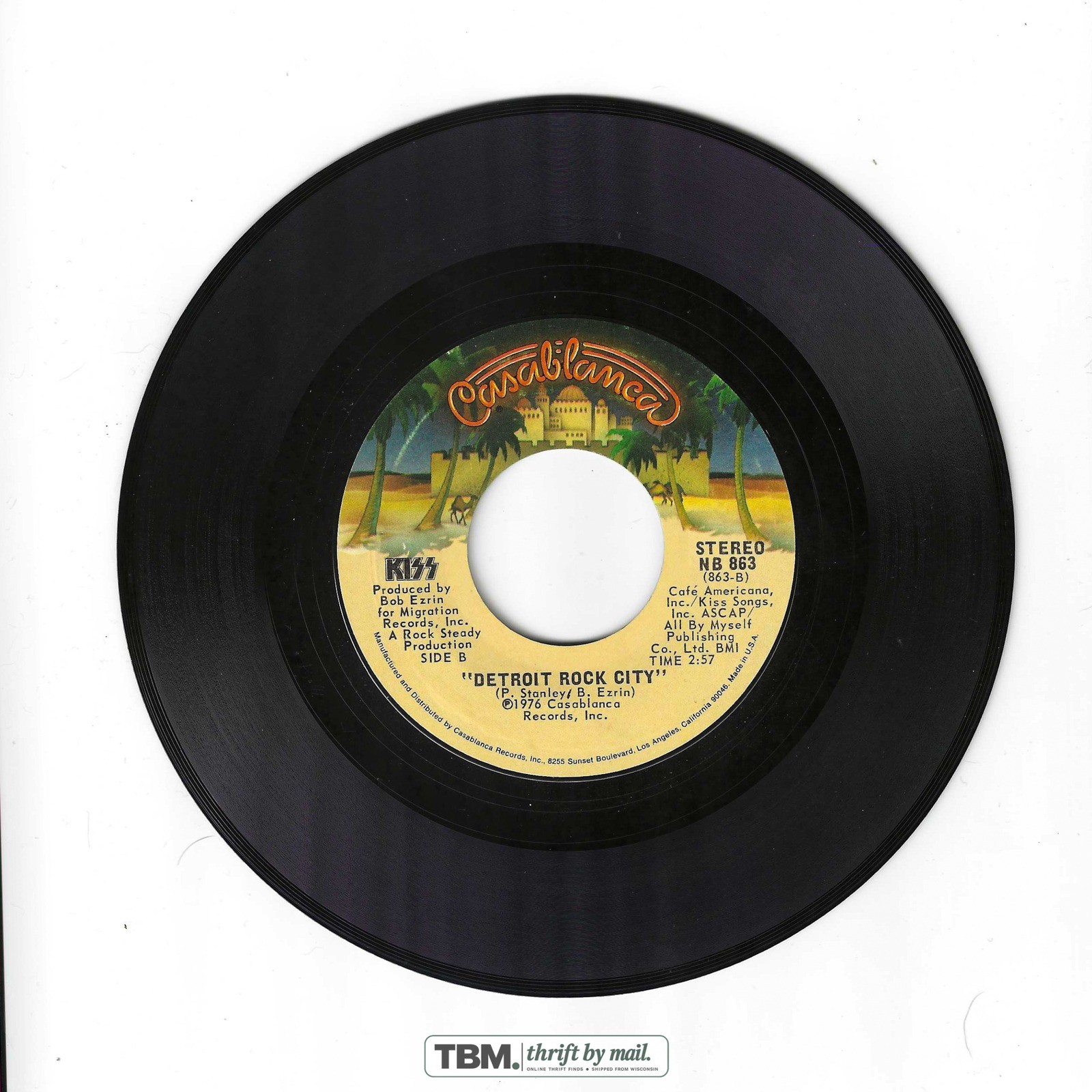 KISS Beth / Detroit Rock City 7" 45 RPM Single Vinyl 1976 - Image 3