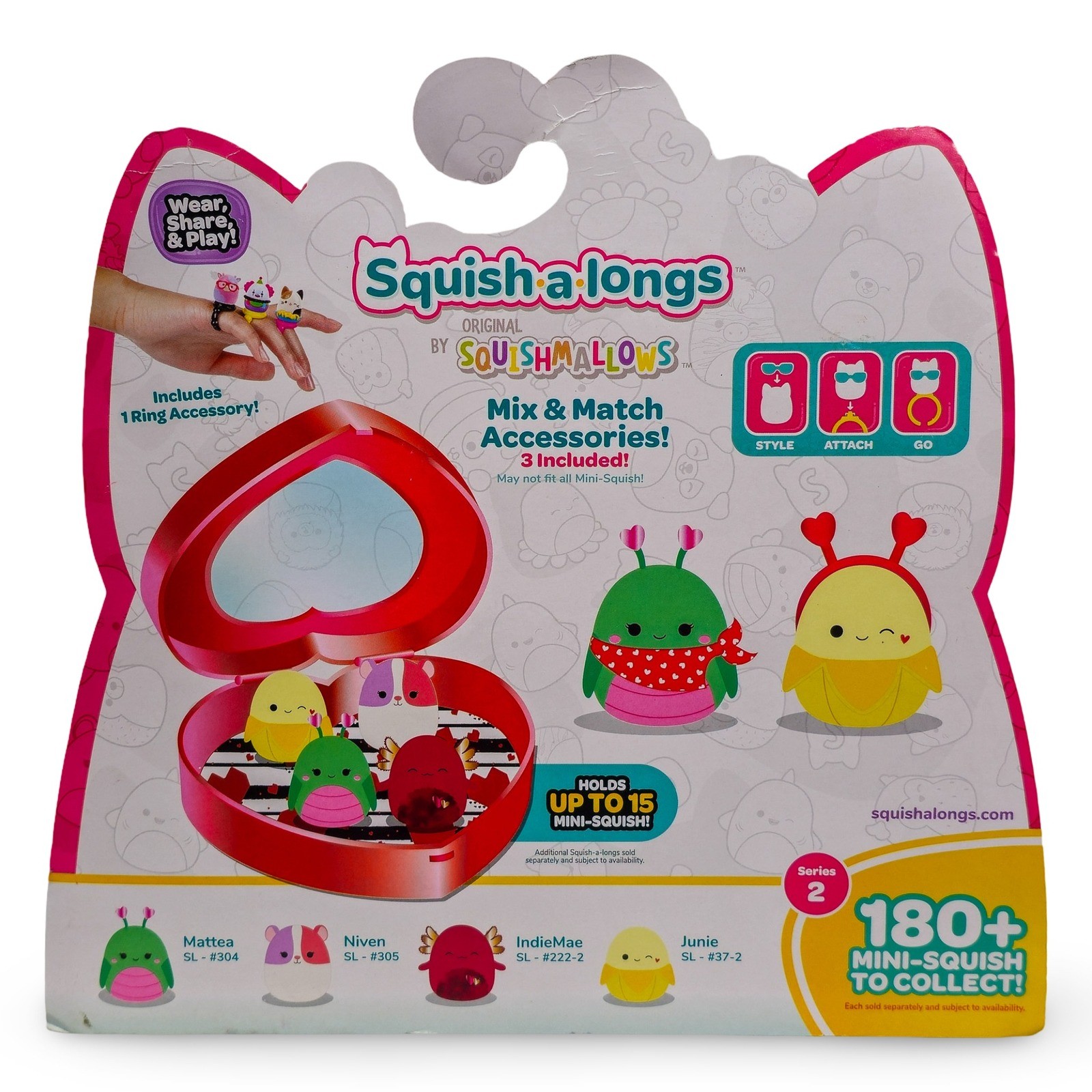 Squishmallows Squish-a-longs Series 2 Mini Figures Set with Red Heart Case, 8 Pieces - Image 3
