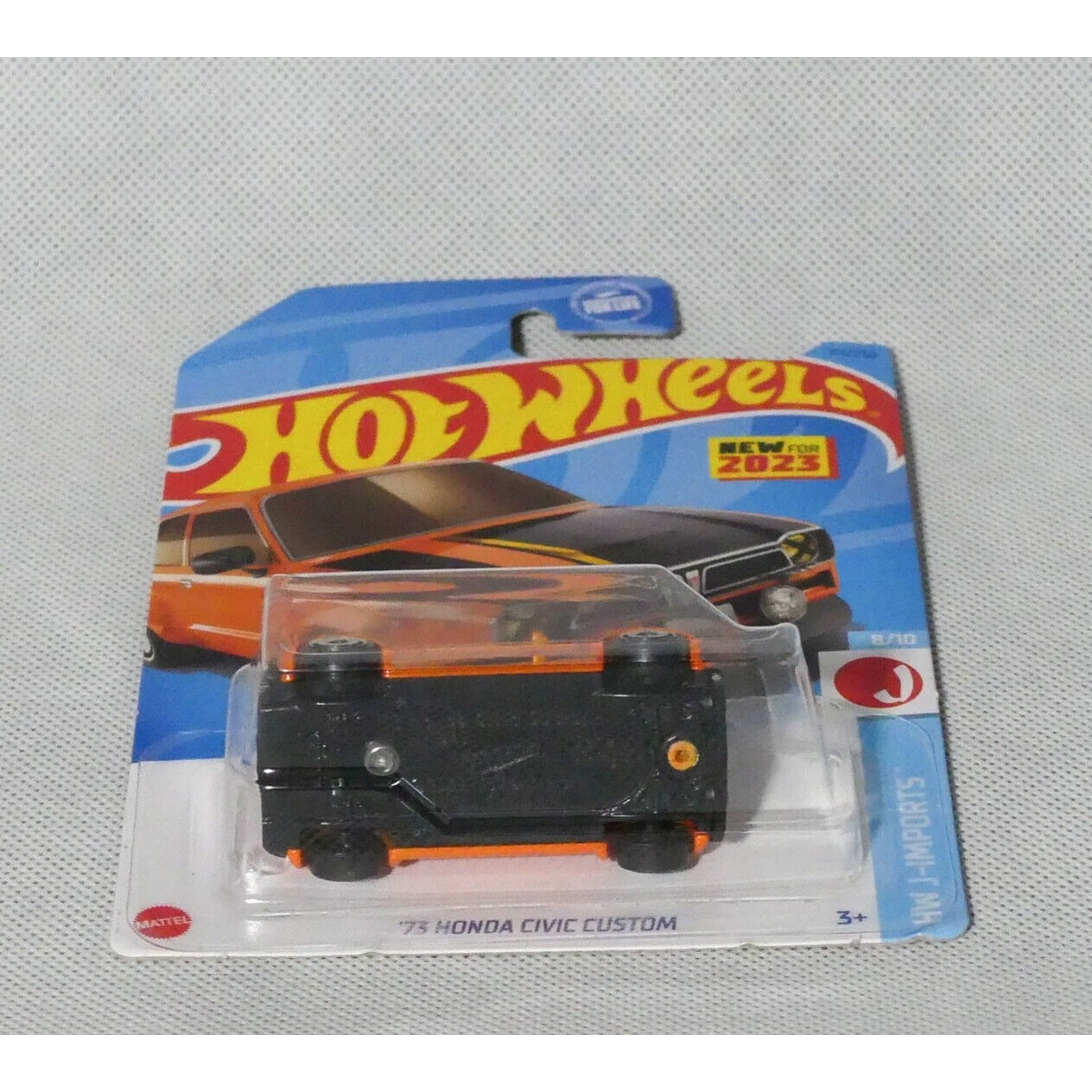 Hot Wheels '73 Honda Civic Custom Orange 2023 HW J-Imports #117 Unopened - Image 3