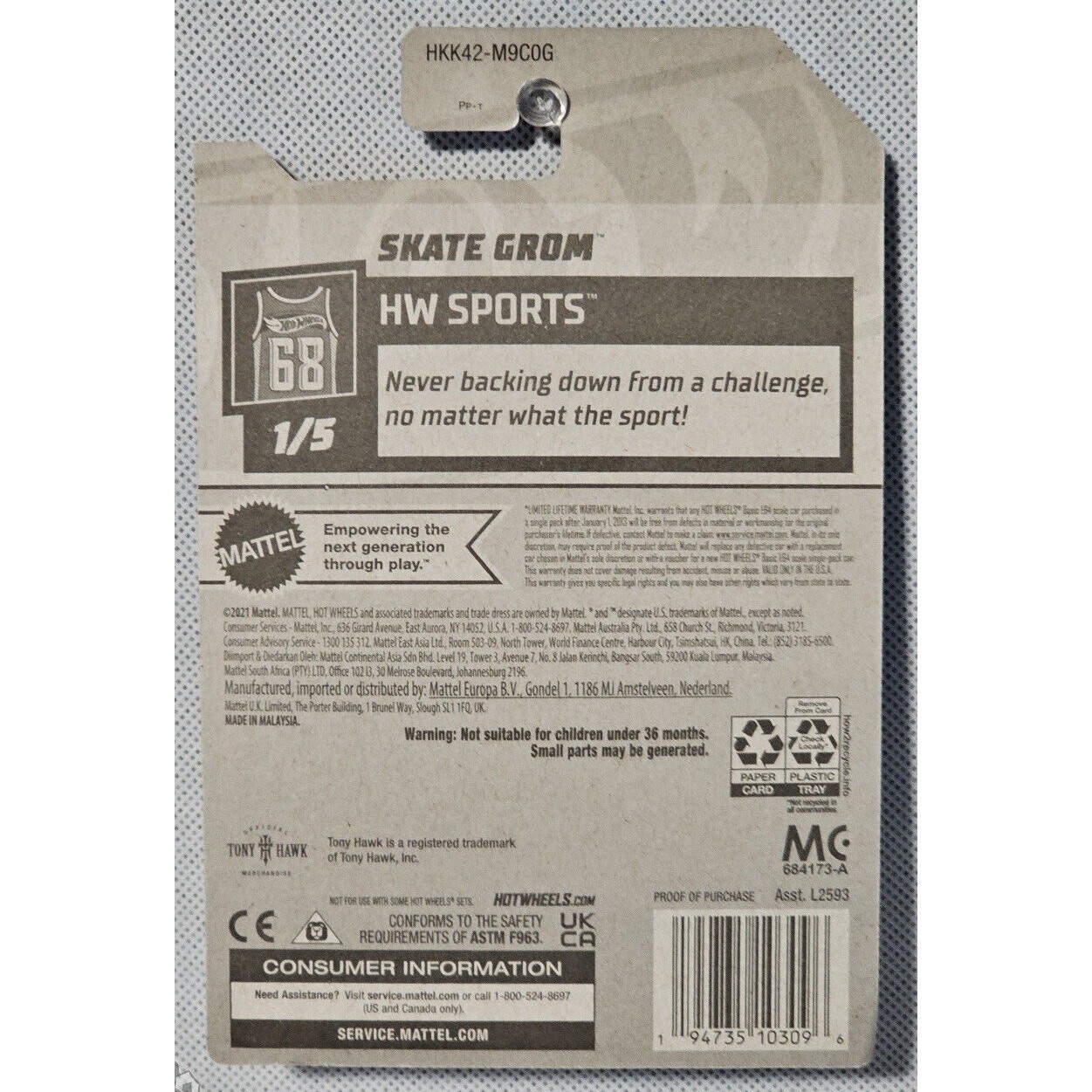 Hot Wheels Skate Grom Tony Hawk 2023 HW Sports Long Card - Image 2