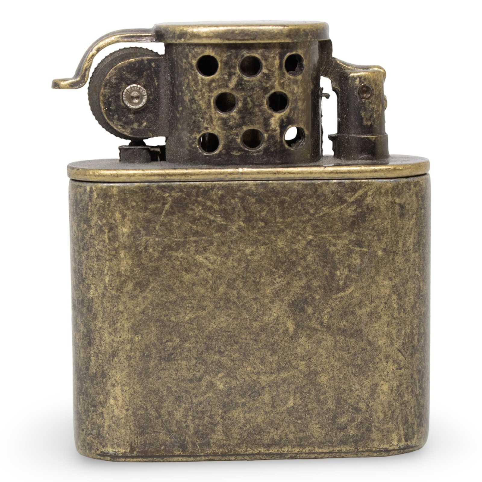 Vintage Texas Efe AST.015 Brass Lift Arm Petrol Lighter with Floral Enamel Panel - Image 2