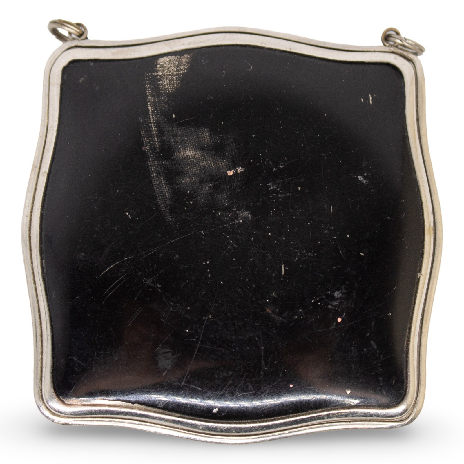Antique Art Deco Guilloche Enamel Floral Makeup Compact, Black/White, 2 in - Image 2