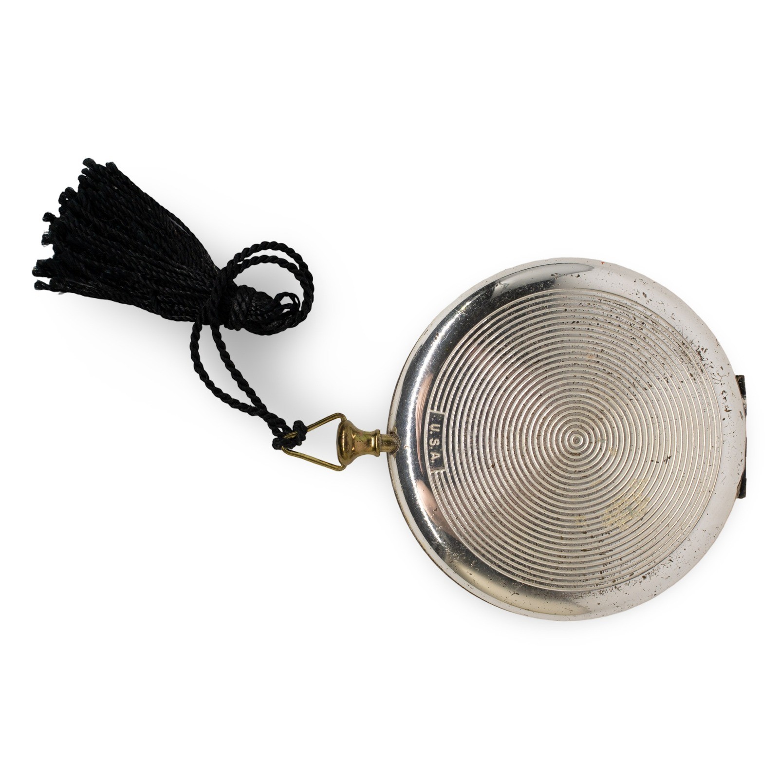 Vintage Zell Fifth Avenue Pocket Watch Style Powder Compact with Tassel, 2.5 in, USA - Image 2