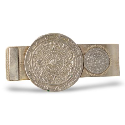 Vintage Mexico Sterling Silver 925 Aztec Calendar Money Clip Eagle Mark 1