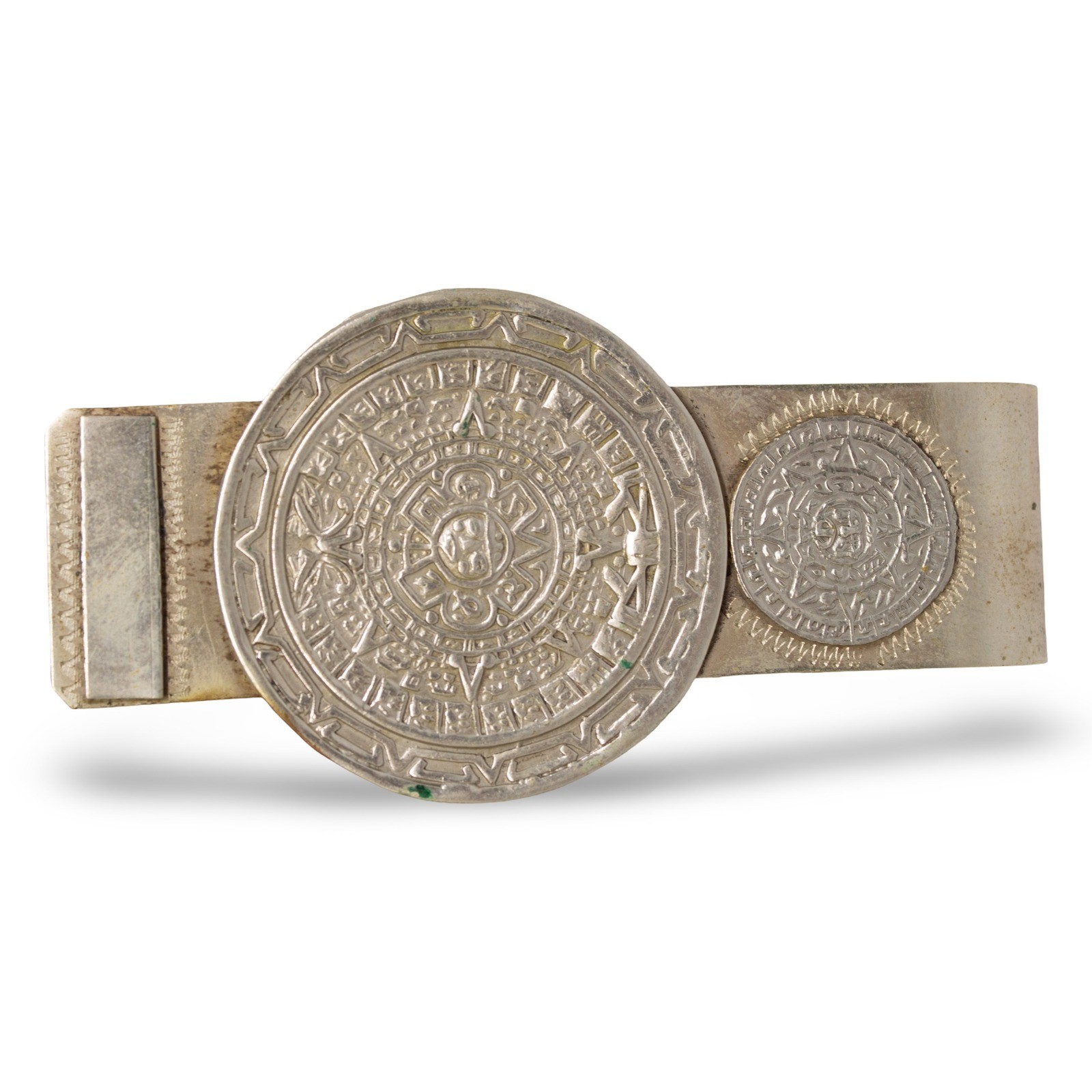 Vintage Mexico Sterling Silver 925 Aztec Calendar Money Clip Eagle Mark 1