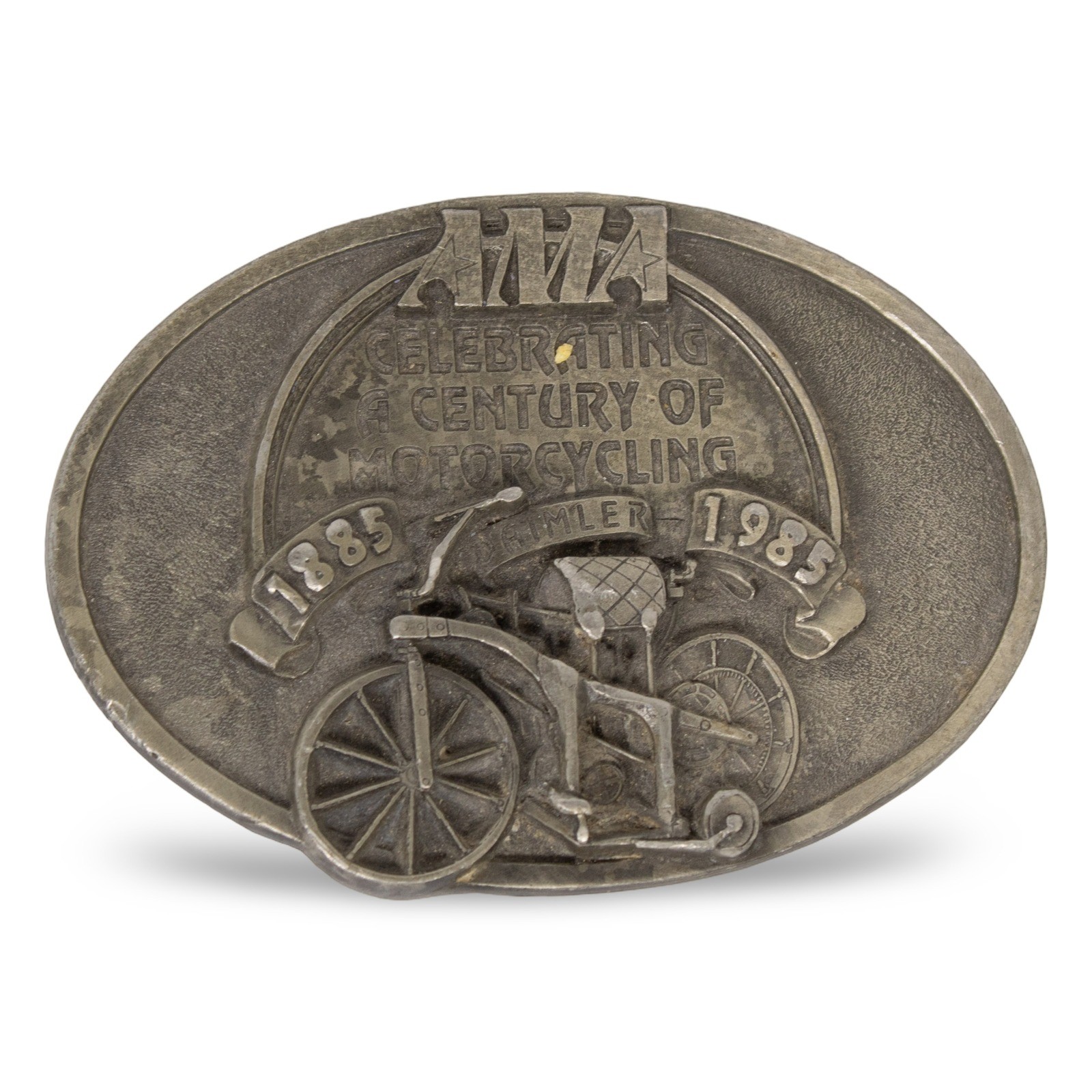 Vintage 1985 AMA Celebrating a Century of Motorcycling Daimler Brass Belt Buckle