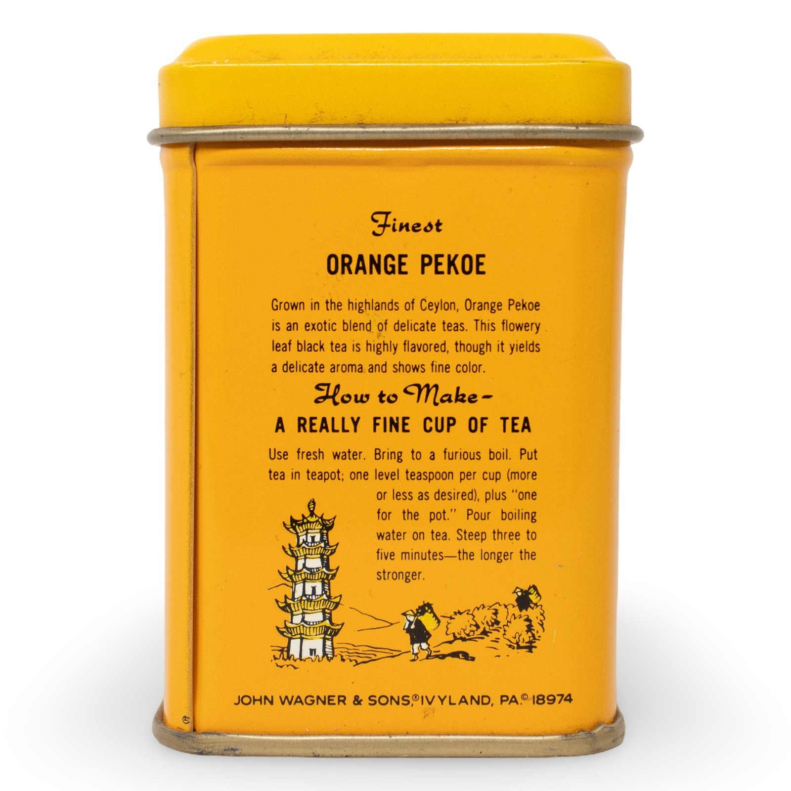 Vintage John Wagner & Sons Orange Pekoe Tea Tin Canister 3/4 oz - Image 3