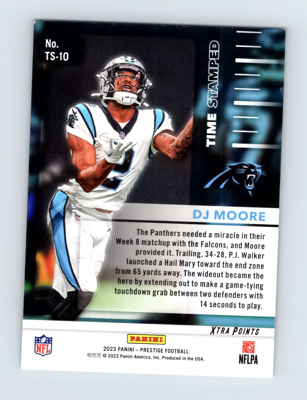 DJ Moore 2023 Panini Prestige Time Stamped Xtra Points Red #TS-10 /399 Carolina Panthers Football Card - Image 2