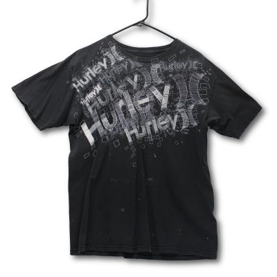 Vintage Y2K Hurley Graphic T-Shirt Mens Medium Black Fair