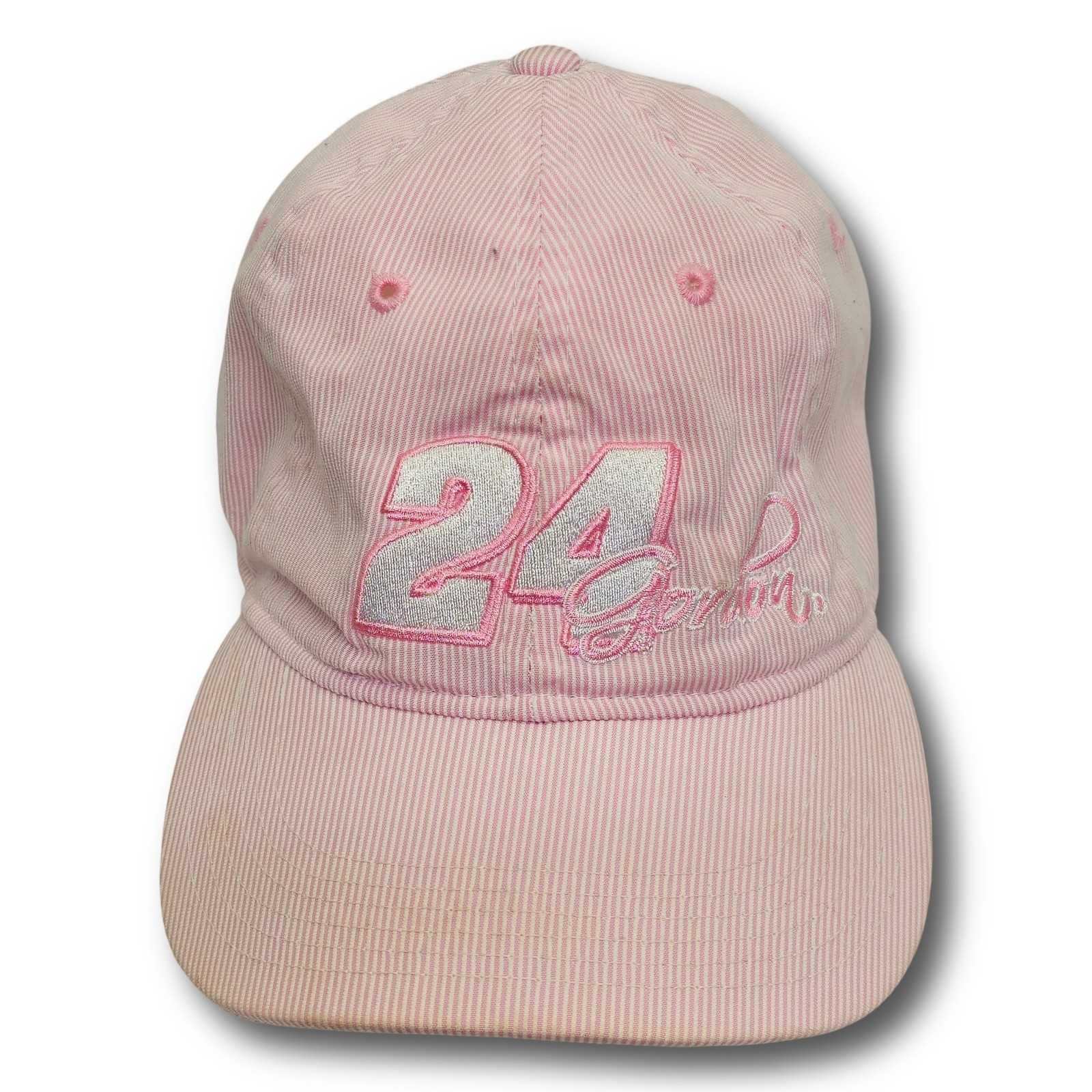 Vintage Chase Authentics Jeff Gordon #24 Pink Seersucker Strapback Cap OSFA