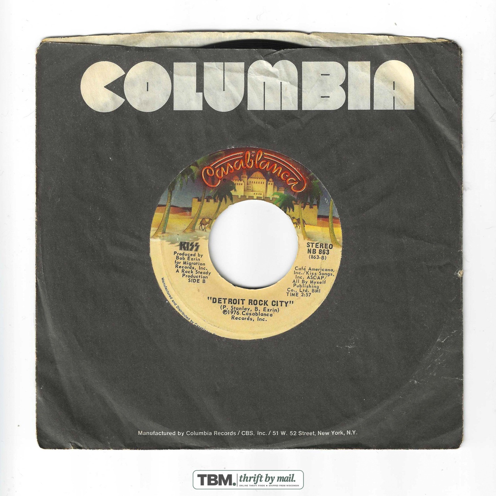 KISS Detroit Rock City Beth 7" Vinyl Single 45 RPM Black Good