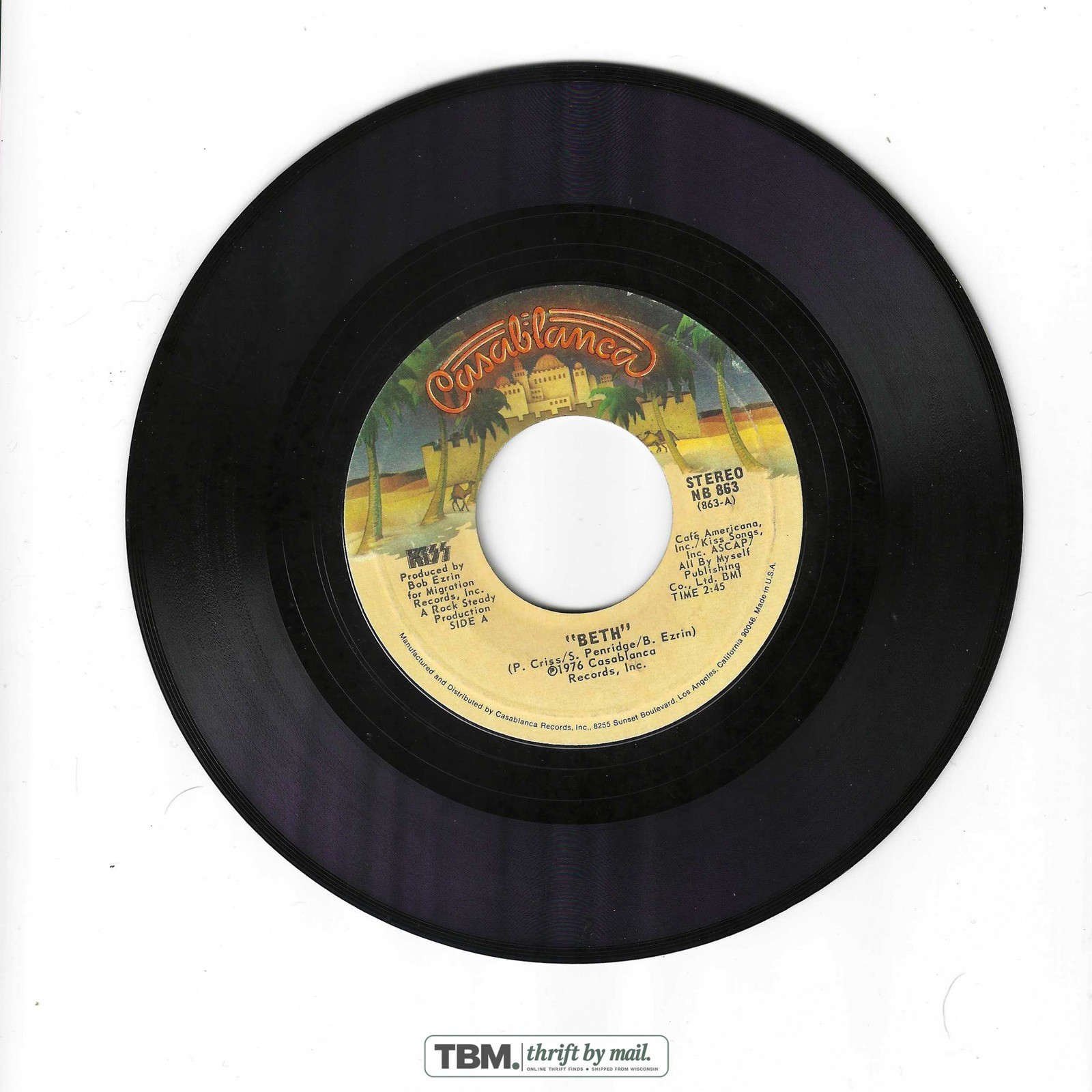 KISS Detroit Rock City Beth 7" Vinyl Single 45 RPM Black Good - Image 3