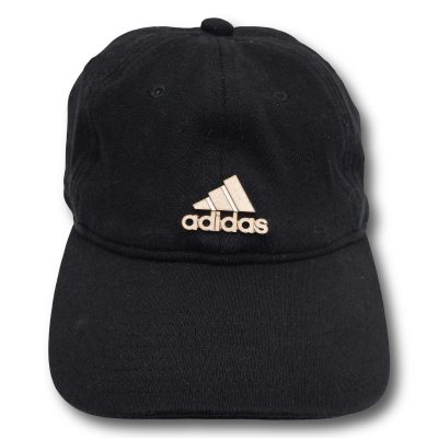 Vintage Adidas Black Adjustable Dad Hat with Metallic Logo and Three Stripe Life Embroidery