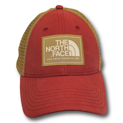 Vintage The North Face Trucker Hat Red Tan Mesh Snapback OSFA