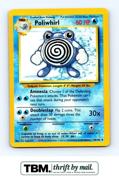 1999 Pokemon Base Set #038/102 Poliwhirl
