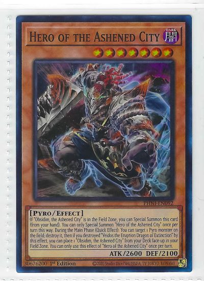 Yu-Gi-Oh! Hero of the Ashened City PHNI-EN092 Super Rare 1st Edition