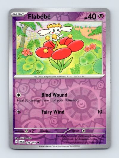 Pokemon Twilight Masquerade Flabebe 086/167 Holo Foil Card Excellent