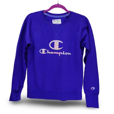 Champion Sweatshirt Womens Small Purple Iridescent Foil Logo Pullover Excellent