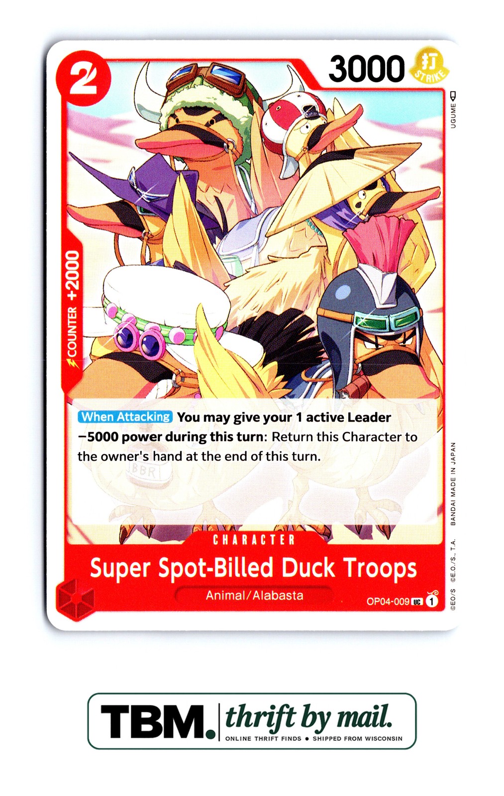 2023 One Piece Kingdoms of Intrigue OP04-009 Super Spot-Billed Duck Troops Uncommon Trading Card