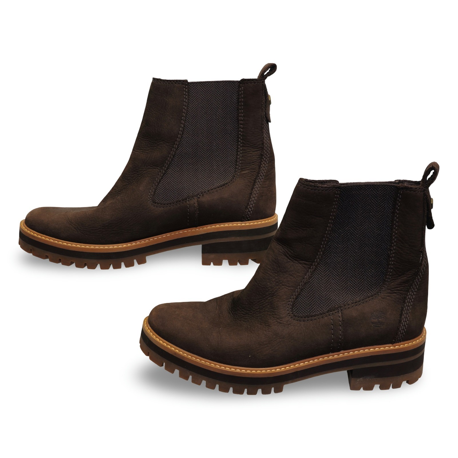 Timberland Women's Courmayeur Valley Chelsea Boots Brown Leather Size 9.5