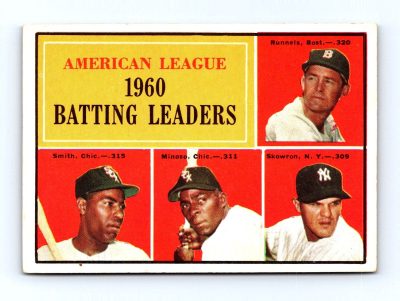 1961 Topps #42 American League 1960 Batting Leaders Runnels Smith Minoso Skowron