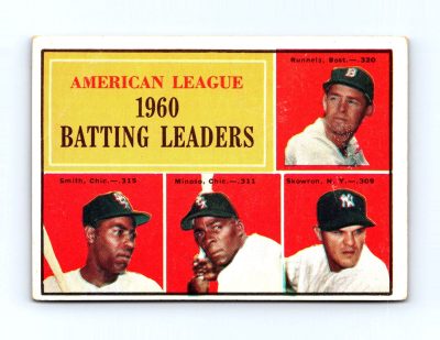 1961 Topps #42 American League 1960 Batting Leaders Runnels Smith Minoso Skowron