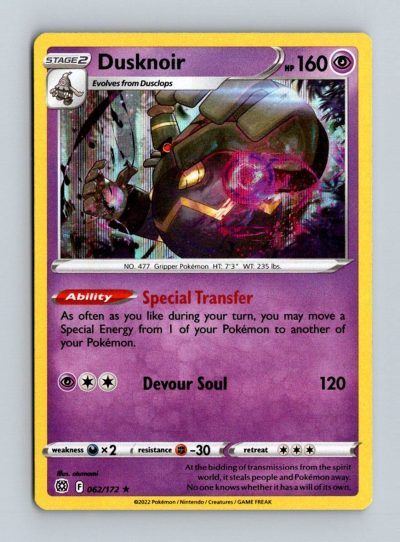 SWSH09: Brilliant Stars #062/172 Dusknoir Holo