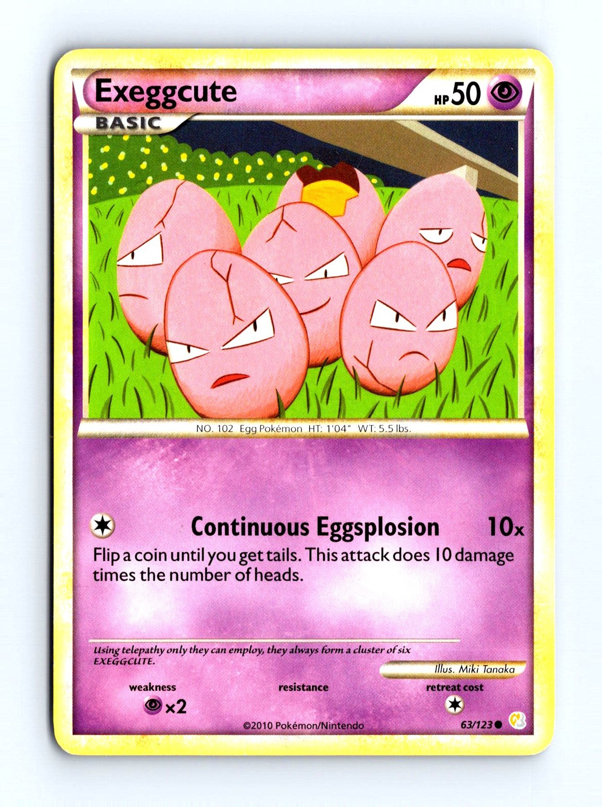 Pokémon HeartGold SoulSilver Exeggcute #63/123 Common Trading Card