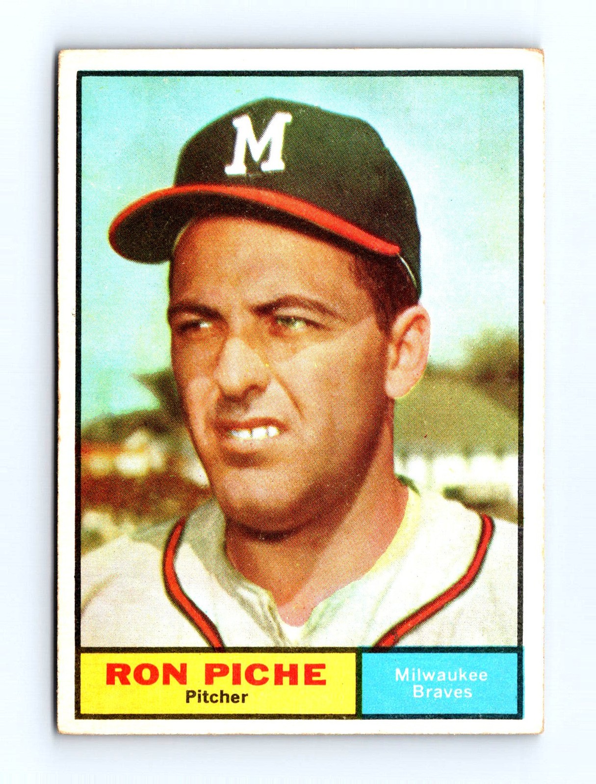1961 Topps #61 Ron Piche Milwaukee Braves Rookie Card