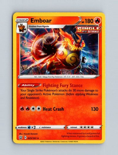 SWSH05: Battle Styles #025/163 Emboar Holo