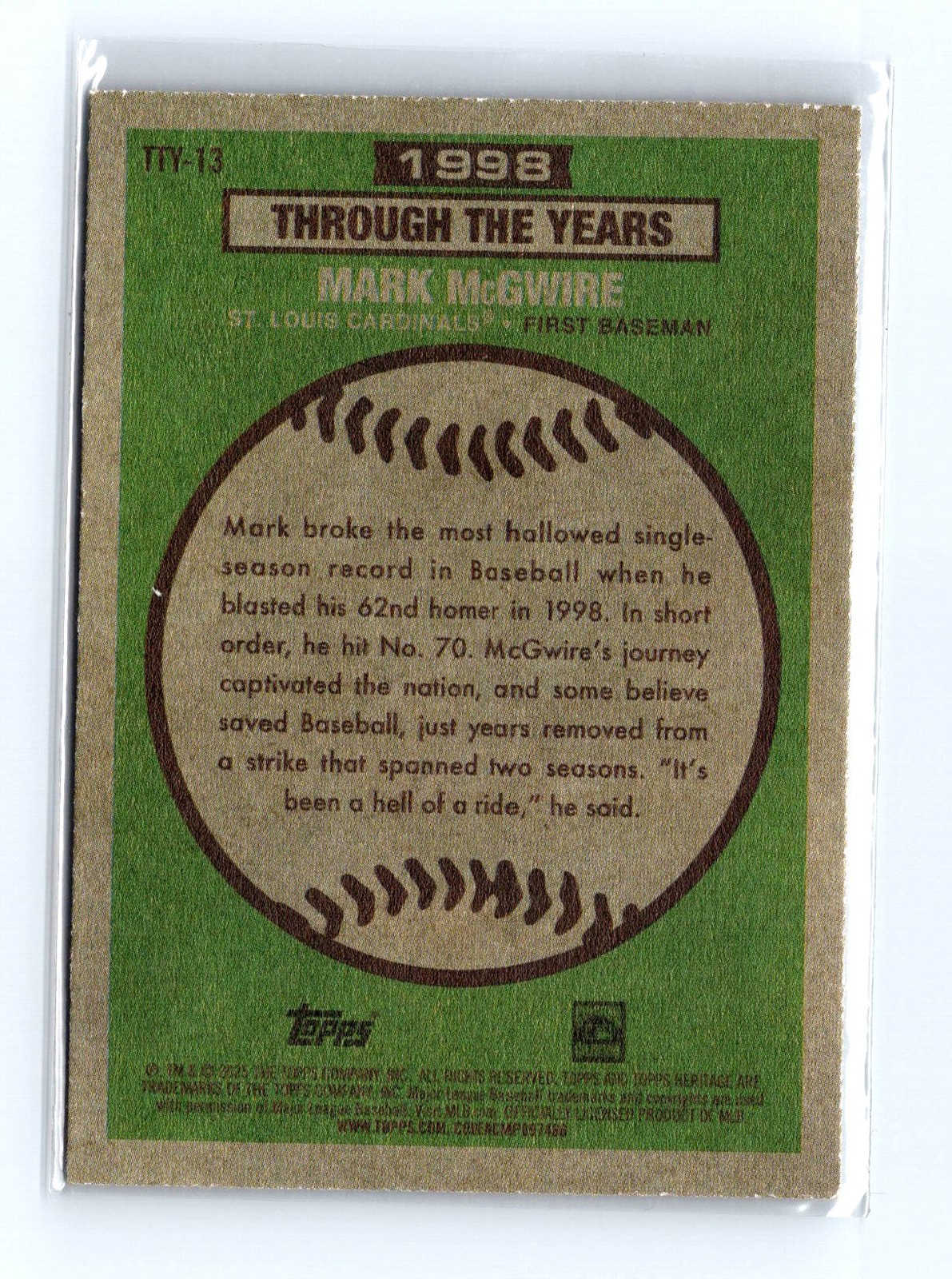 2025 Topps Heritage Through the Years Mark McGwire #TTY-13 - Image 2