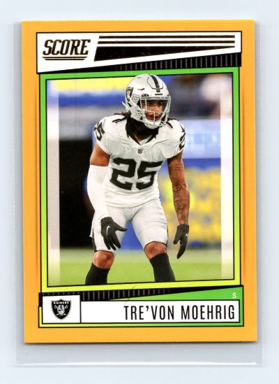 2022 Score Tre'von Moehrig #130 Gold Parallel Raiders NFL Card EXCELLENT