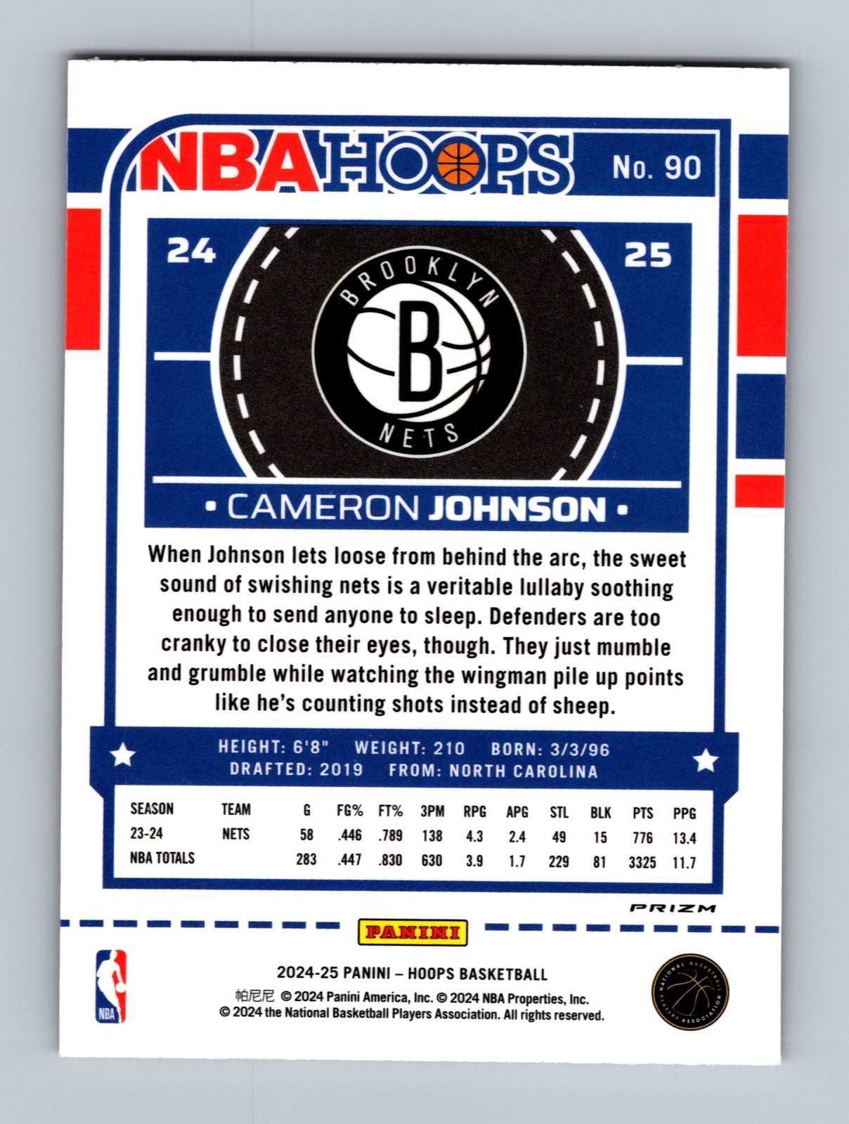 2024-25 Hoops #90 Cameron Johnson Premium NBA Basketball Card - Image 2