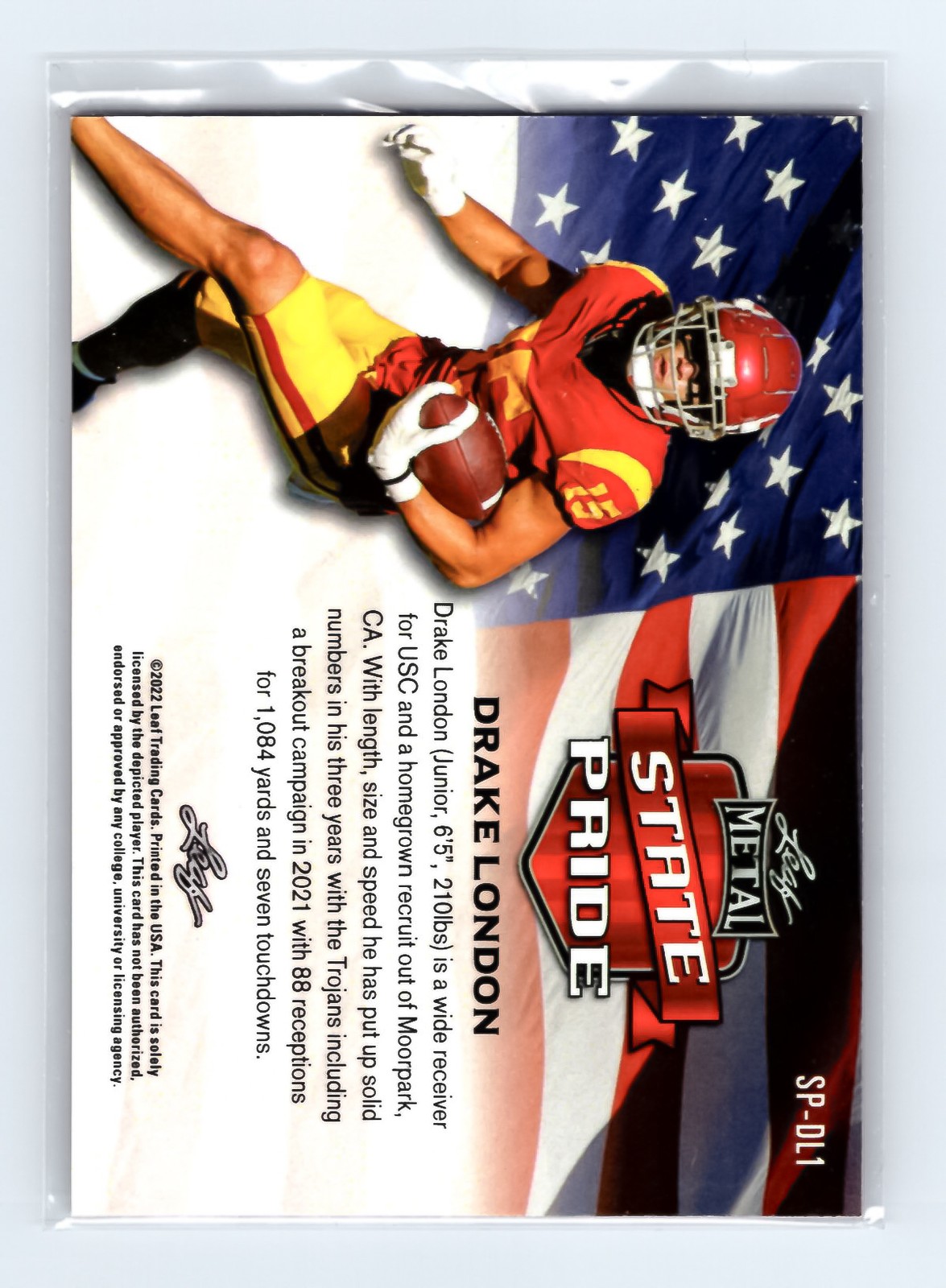 Drake London 2022 Leaf Metal State Pride Prismatic Pink SP-DL1 EXCELLENT - Image 2