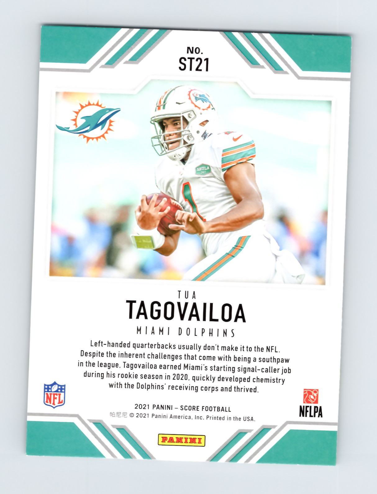 2021 Score #ST21 Tua Tagovailoa Score Team Miami Dolphins Card EXCELLENT - Image 2