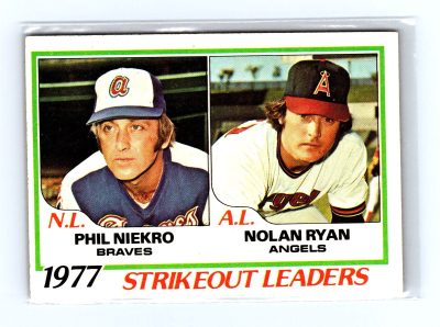 1978 Topps #206 1977 Strikeout Leaders (Phil Niekro / Nolan Ryan)
