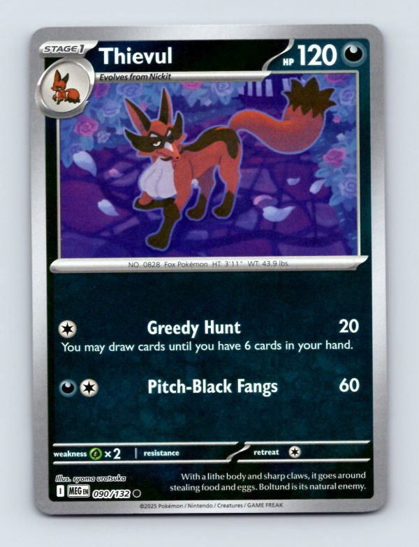 Thievul ME01 Mega Evolution #090/132 Pokemon Card Foil Holo Excellent