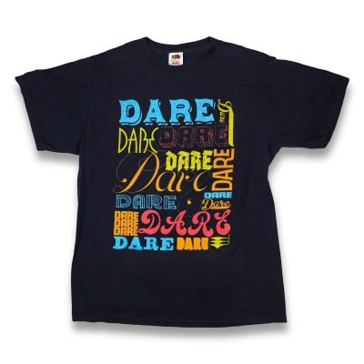 Vintage Fruit of the Loom D.A.R.E. Multi-Font Graphic T-Shirt Men's M Black GOOD