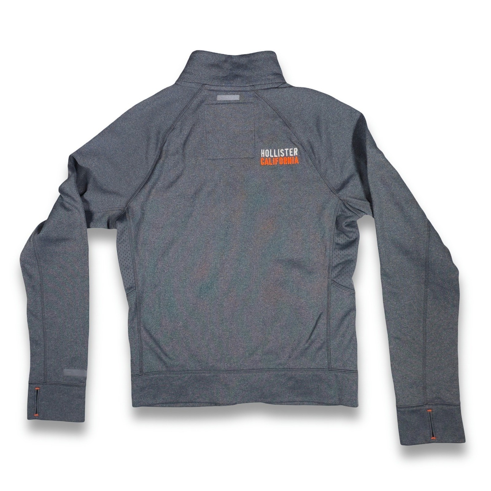 Hollister Track Jacket Men's M Gray Full Zip Neon Trim Activewear Excellent - Image 3