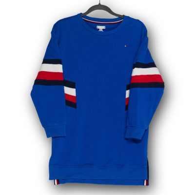 Vintage Tommy Hilfiger Men's L Blue Colorblock Stripe Crewneck Sweatshirt Excell