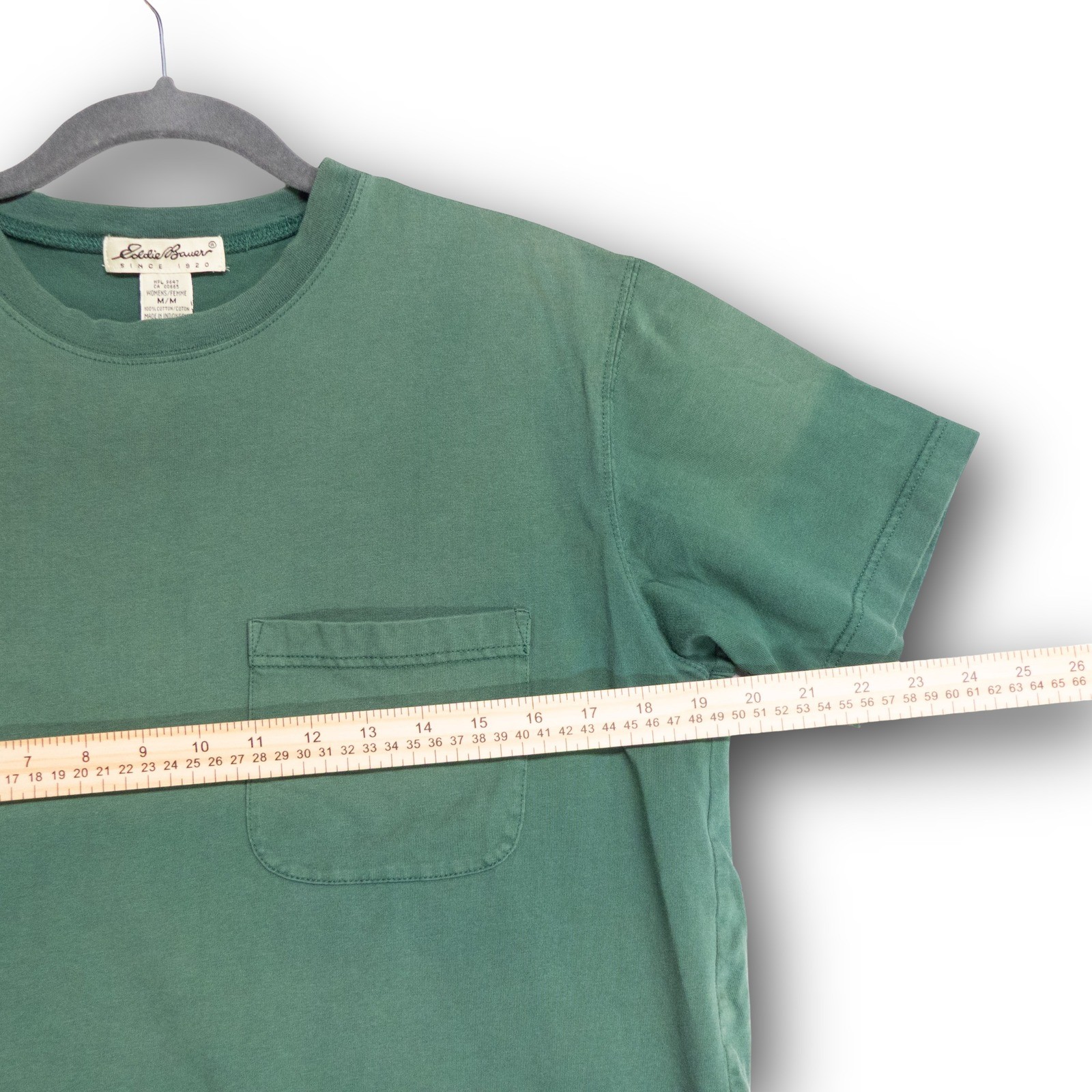Vintage Eddie Bauer Women's M Green Pocket T-Shirt Short Sleeve Basic GOOD - Image 5