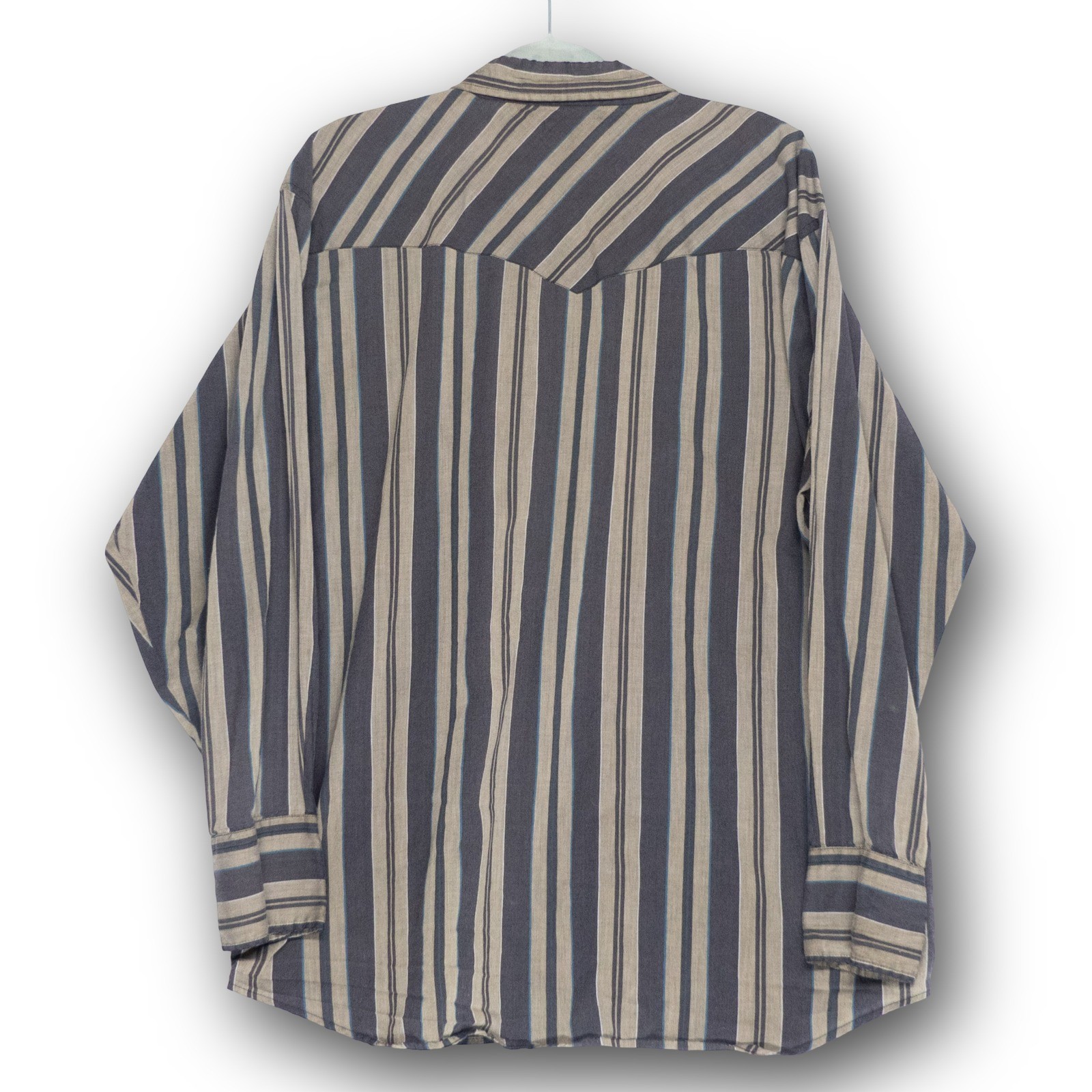 Vintage Authentic Western Youngblood XL Blue Tan Striped Pearl Snap Western Shir - Image 2