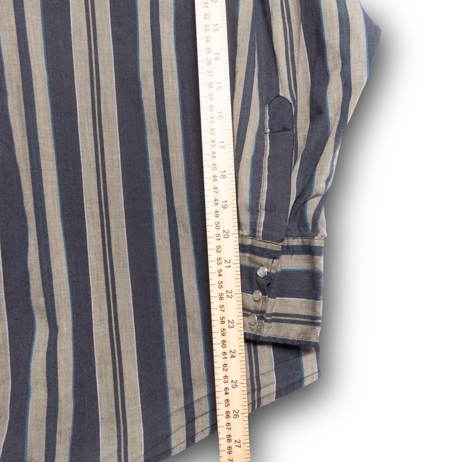Vintage Authentic Western Youngblood XL Blue Tan Striped Pearl Snap Western Shir - Image 5